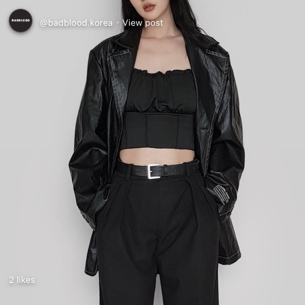 Badblood Korea Pleather Oversized Blazer